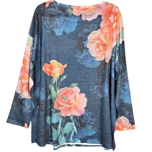 Soft Surroundings Tunic Womens 1X Evening Primrose Floral Keyhole Peekaboo - Picture 7 of 10